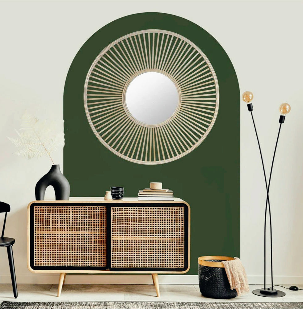 Specchio stile boho chic tondo in legno di bambù – Disponibile in varie misure