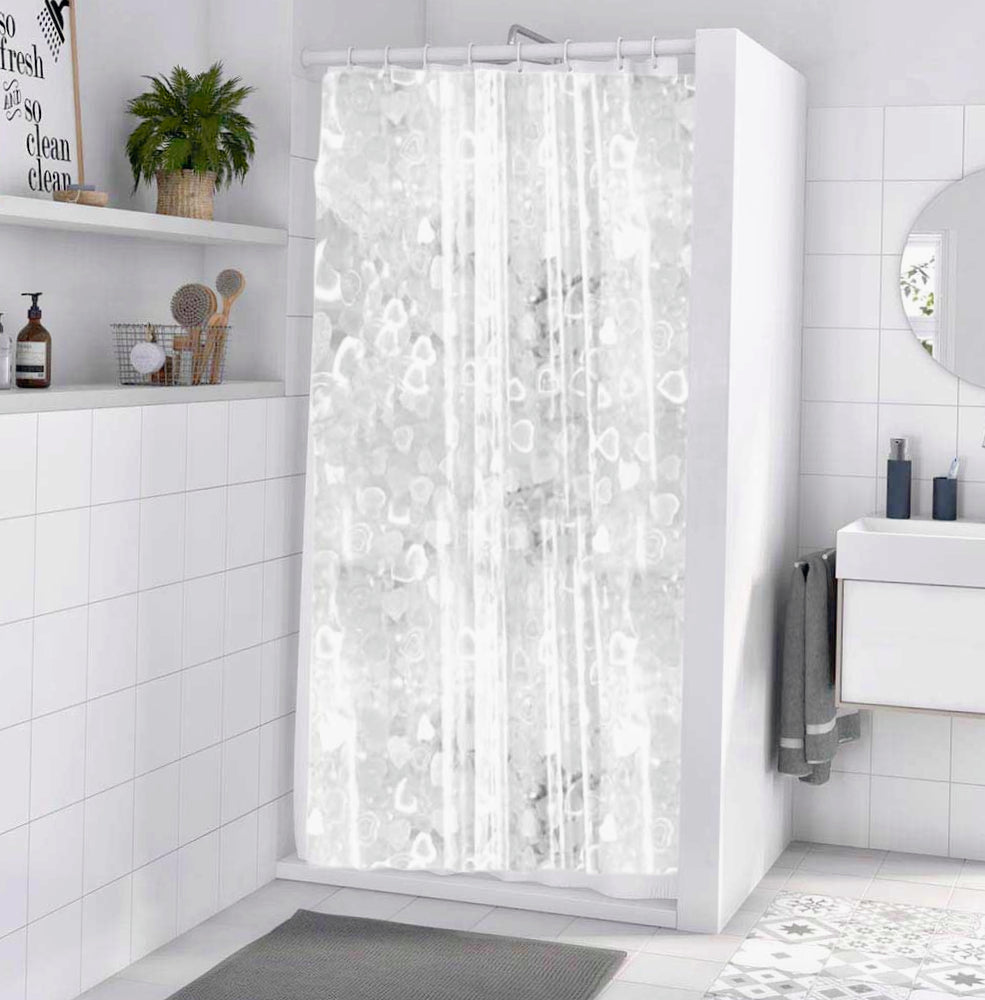 Tenda da doccia impermeabile in PVC – 200×180 cm, 12 ganci, motivo 3D con cuori