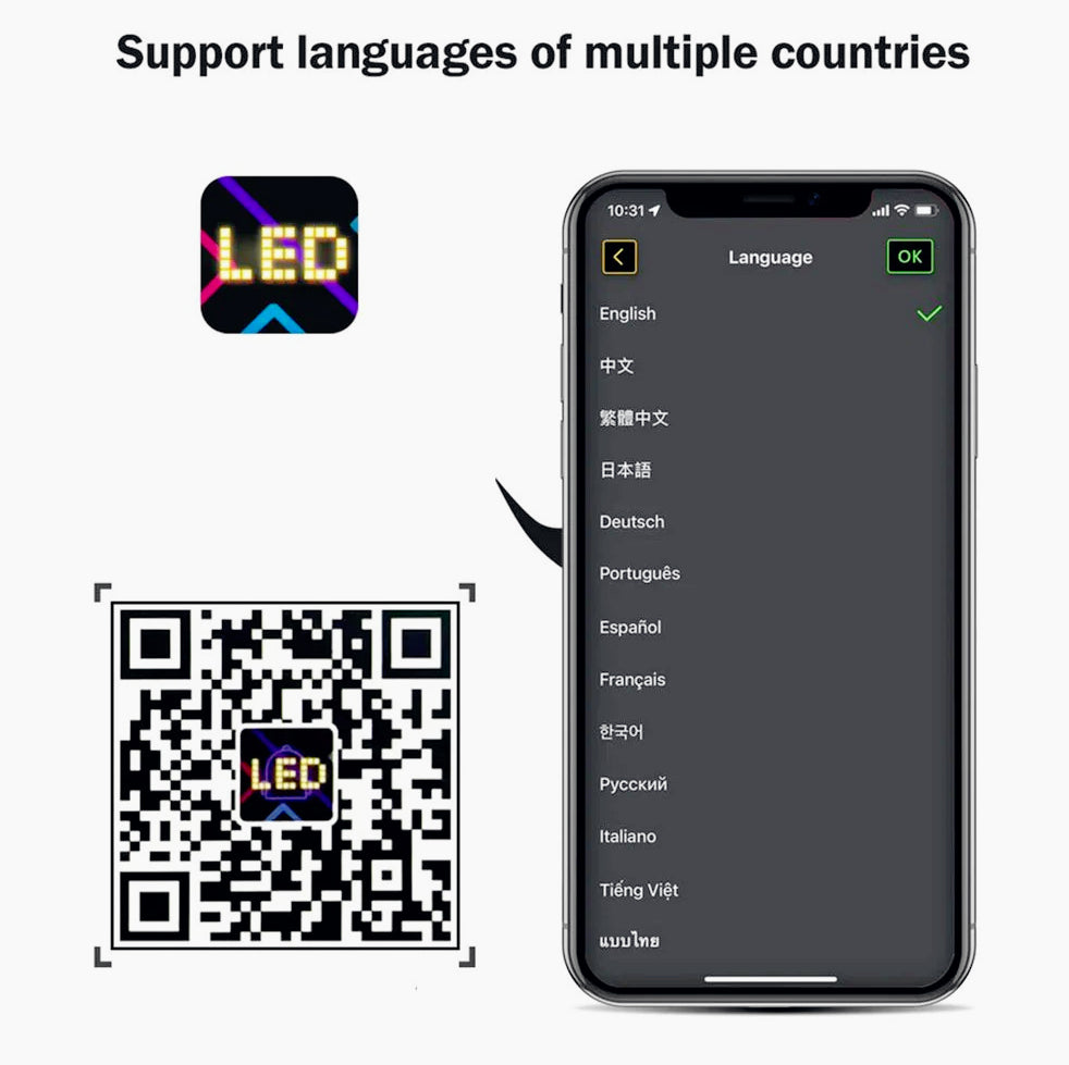 Tabella display LED RGB flessibile programmabile – Con telecomando e app per personalizzare luci e colori