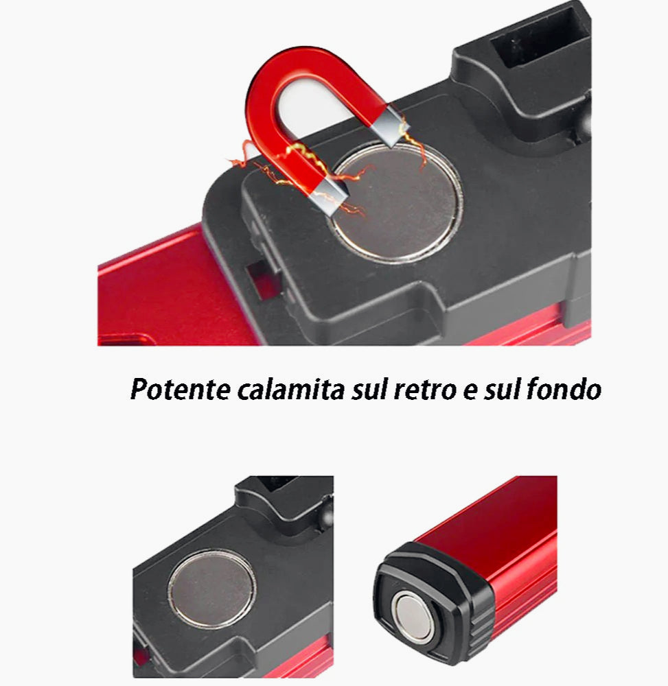 Torcia LED 3in1 – Lampada da lavoro, 3 modalità luce, SOS, Power Bank