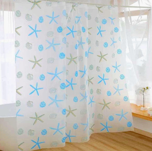 Tenda da doccia impermeabile in PVC – 200×240 cm, 12 ganci, motivo stelle marine
