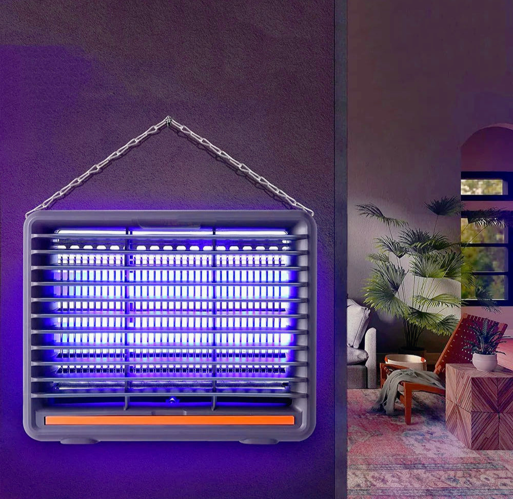 Zanzariera elettrica con 2 neon LED UV 12W – Cattura insetti efficace, dotata di catenella e vaschetta raccogli