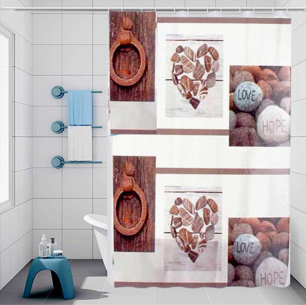 Tenda da doccia impermeabile in PVC – 180×180 cm, 12 ganci, motivo Shabby Chic