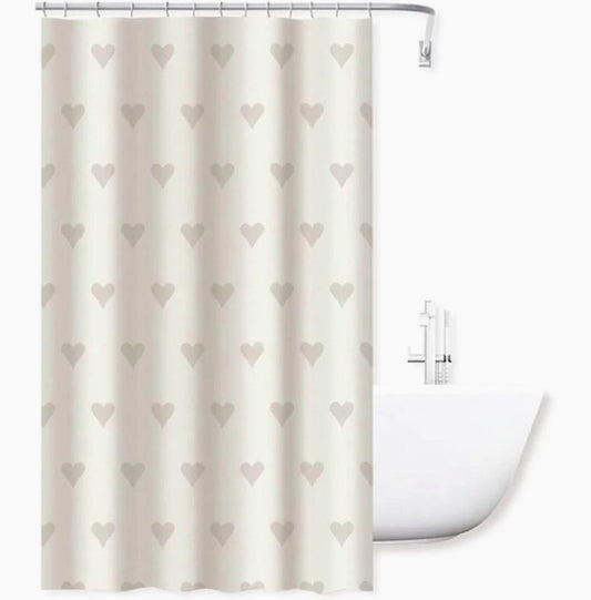 Tenda da doccia impermeabile in PVC – 200×240 cm, 12 ganci, motivo cuori