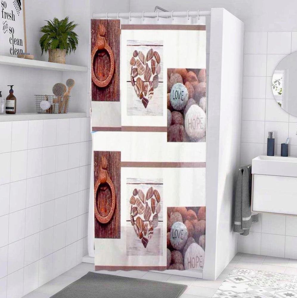 Tenda da doccia impermeabile in PVC – 180×180 cm, 12 ganci, motivo Shabby Chic