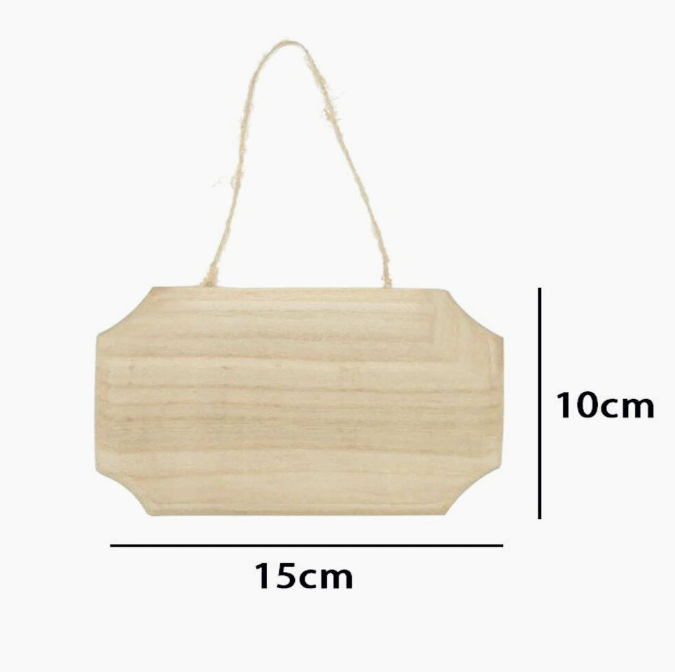 Targhette in legno 2 pezzi con corda in canapa - Perfette per appendere e decoupage