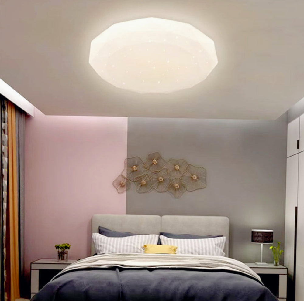 Plafoniera LED a Forma di Diamante con Puntini Trasparenti - 18W / 24W / 36W, CCT con Switch per 3 Colori di Luce (6500K / 4000K / 3000K)