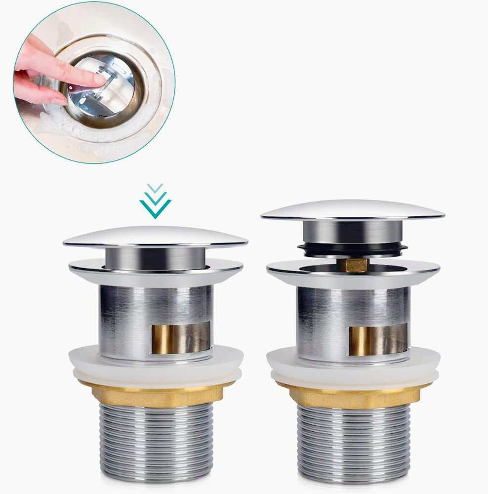 Piletta di scarico 1/4" in ottone lucido per lavandino con sistema pop-up tappo
