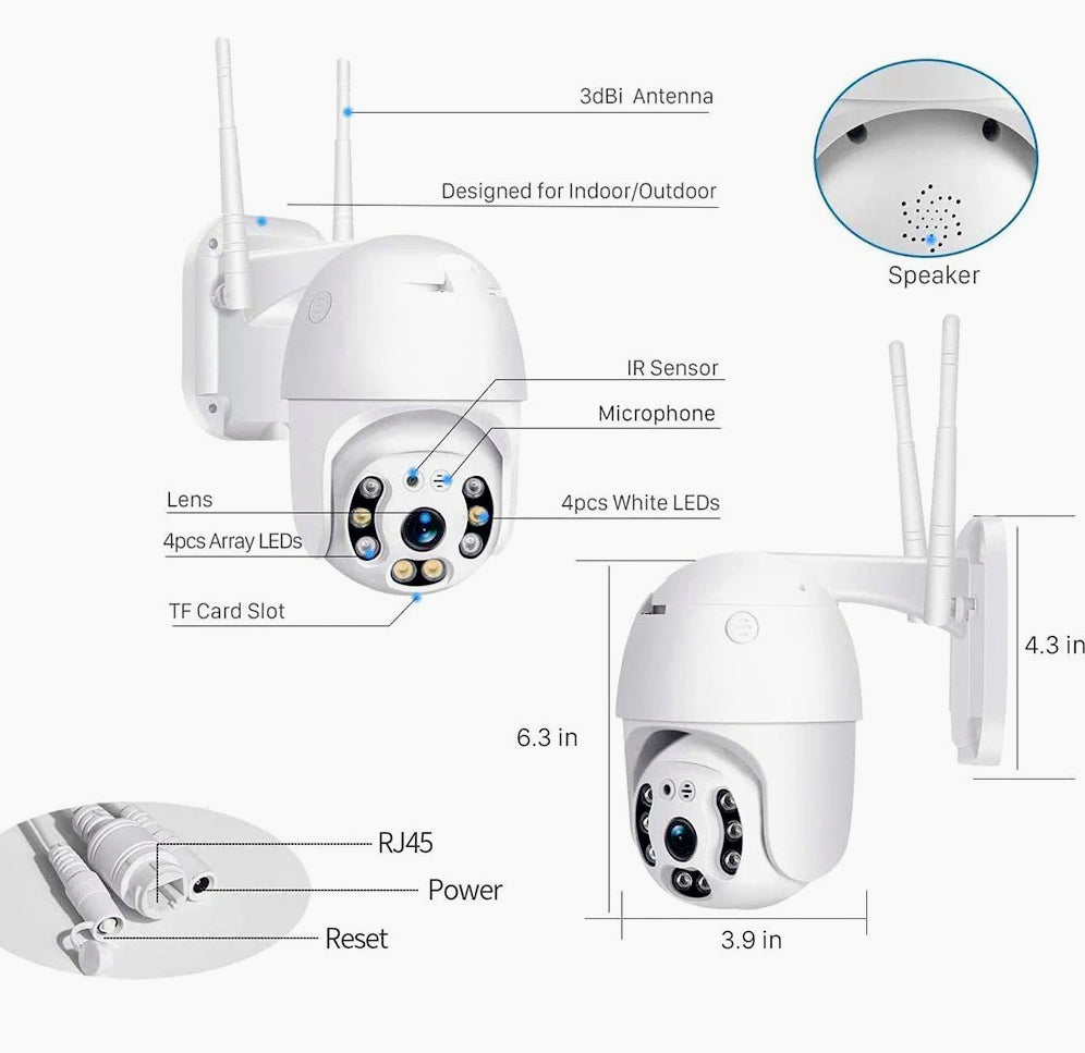 Telecamera Wi-Fi motorizzata a LED Full HD con zoom – App Yoosee, 2,4 GHz - ambraled