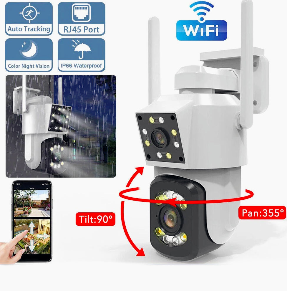 Telecamera Wi-Fi doppio obiettivo motorizzata con zoom – App controllabile, protezione IP66 - ambraled
