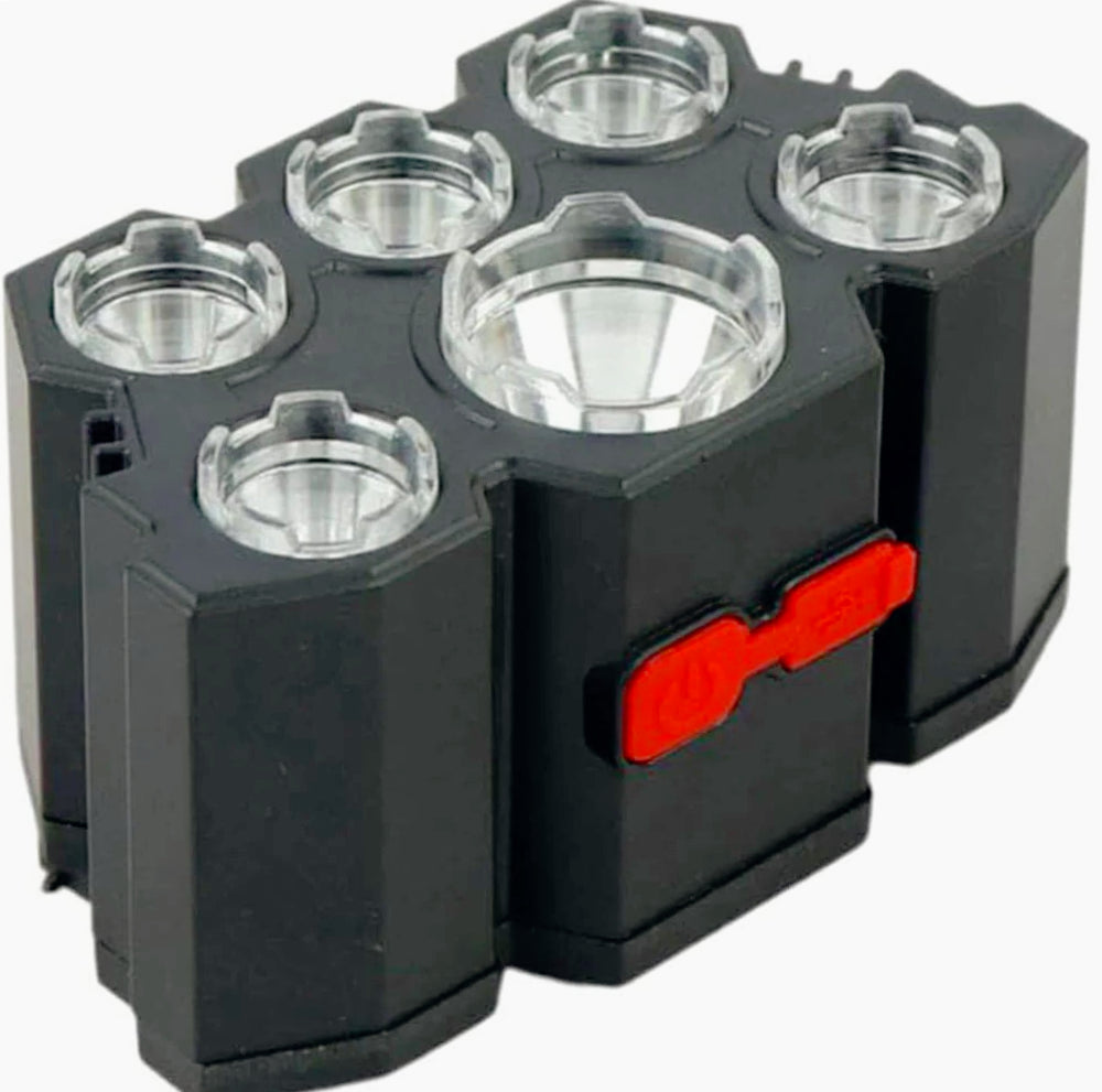 Torcia ricaricabile a 6 LED – Dimmerabile e lampada frontale inclinabile