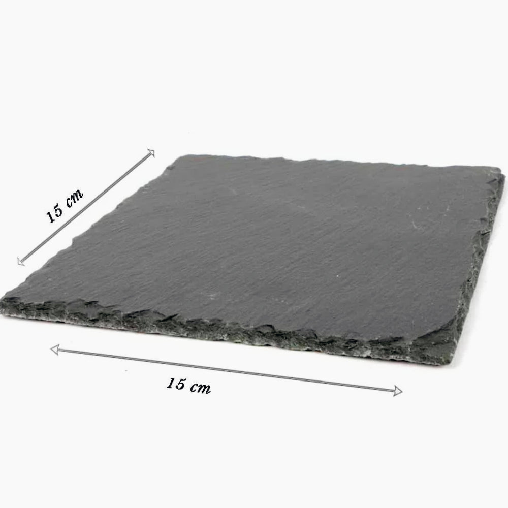 Vassoio da portata in ardesia quadrato 15x15 cm – Piatto e minimal per aperitivi e composizioni gourmet - ambraled