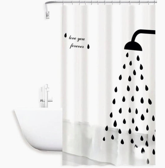 Tenda da doccia impermeabile in PVC – 180×180 cm, 12 ganci, motivo doccia