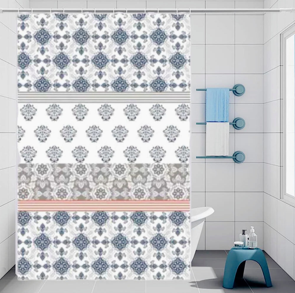 Tenda da doccia impermeabile in PVC – 200×240 cm, 12 ganci, motivo mosaico