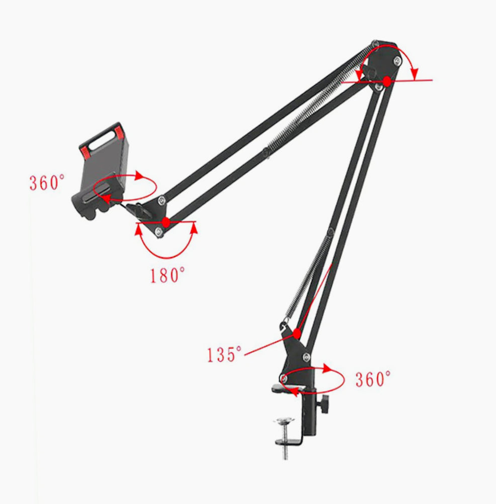 Supporto per tablet e iPad/cellulare con morsetto rotante a 360° – Compatibile fino a 15 pollici