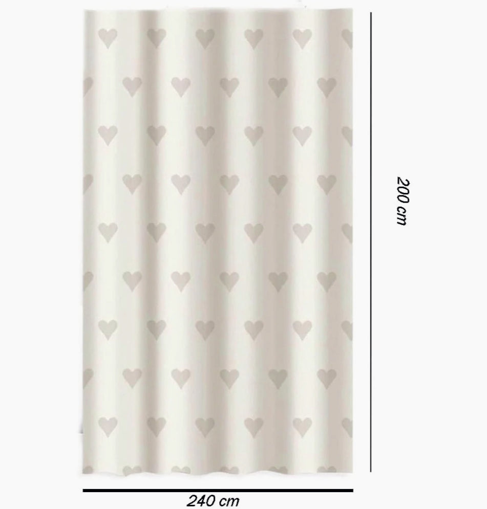 Tenda da doccia impermeabile in PVC – 200×240 cm, 12 ganci, motivo cuori