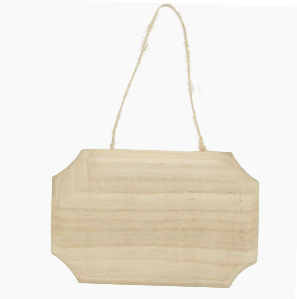 Targhette in legno 2 pezzi con corda in canapa - Perfette per appendere e decoupage