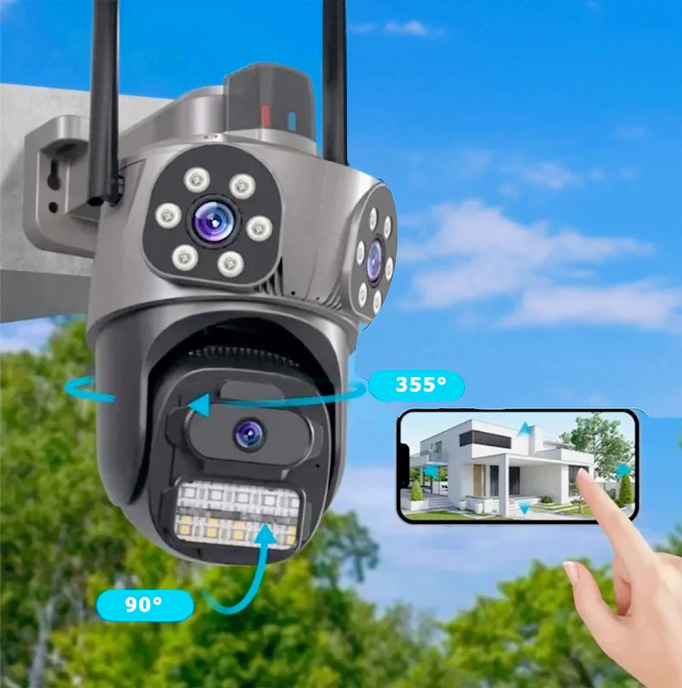 Telecamera Wi-Fi con 3 obiettivi – 2 fissi + 1 motorizzato, Zoom 5X, 4MP (Full HD+)