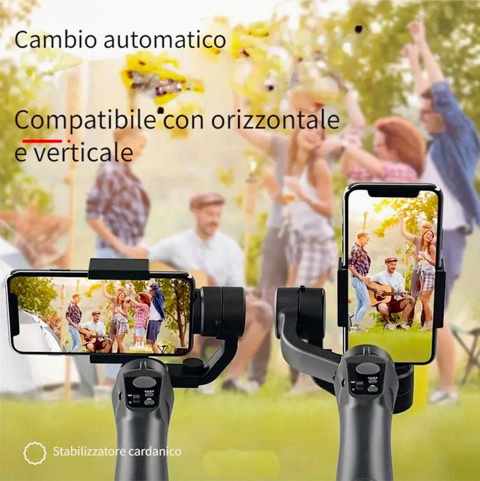 Stabilizzatore gimbal 3 assi per smartphone – Rotazione 360°, zoom e controllo tramite app