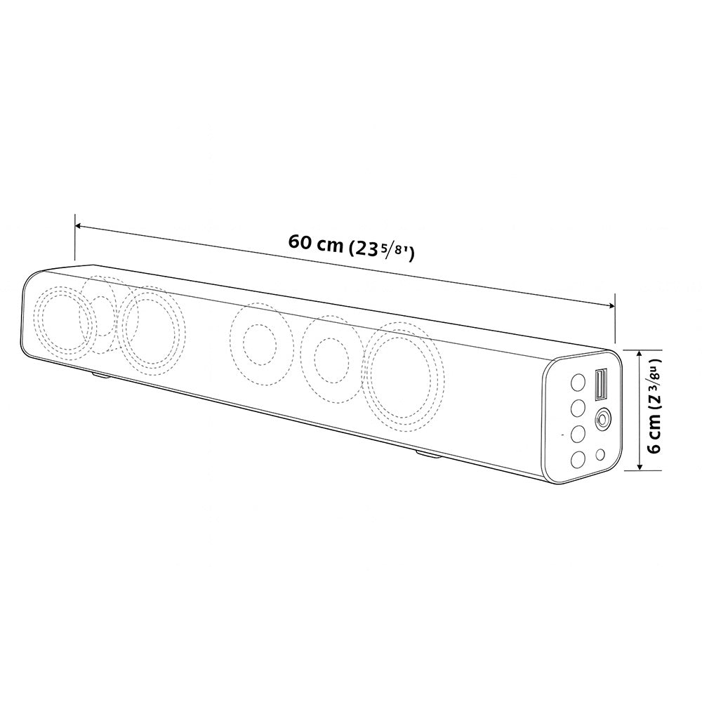 Soundbar ricaricabile 60W bluetooth con orologio radio telecomando - ambraled