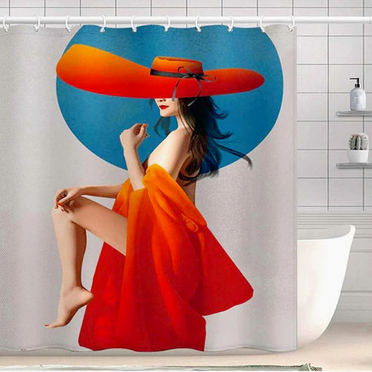 Tenda da doccia impermeabile – Tessuto 180×200 cm, 12 ganci, motivo donna