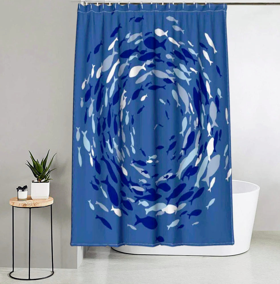 Tenda da doccia impermeabile in PVC – 180×200 cm, 12 ganci, motivo con pesci