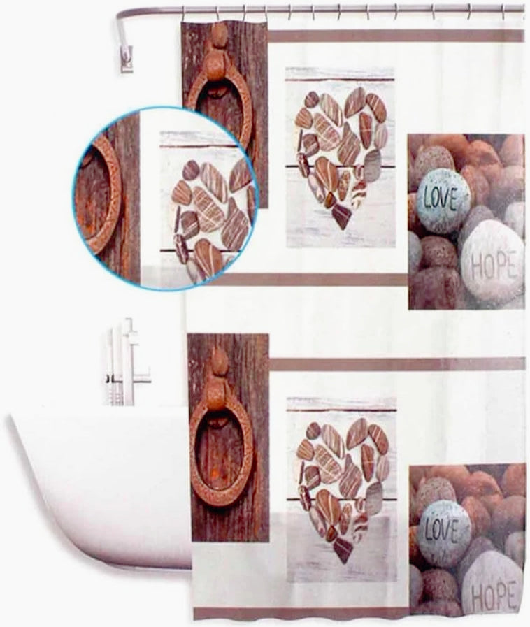 Tenda da doccia impermeabile in PVC – 180×180 cm, 12 ganci, motivo Shabby Chic