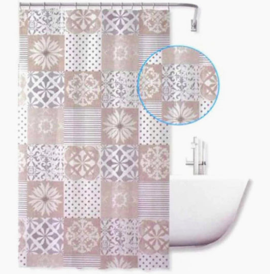 Tenda da doccia impermeabile in PVC – 180×180 cm, 12 ganci, motivo mattonelle