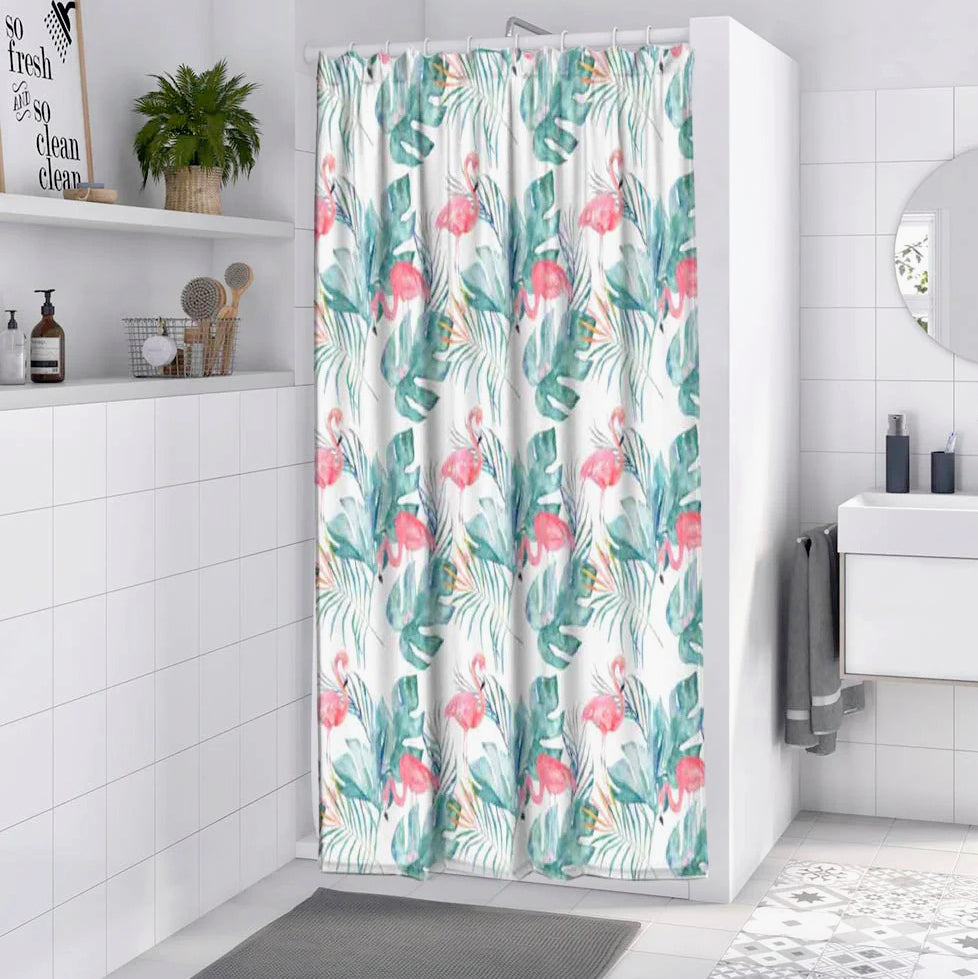 Tenda da doccia impermeabile in PVC – 180×200 cm, 12 ganci, motivo fenicotteri