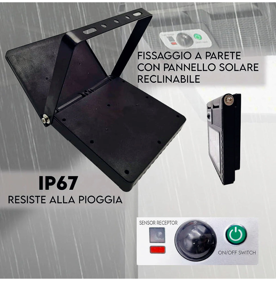Faro solare 150LED – pannello sensore movimento crepuscolare - ambraled