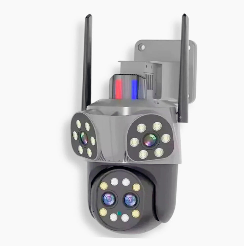 Telecamera Wi-Fi PTZ con zoom 10x, 3 obiettivi, 8MP (HD), allarme LED, protezione IP66