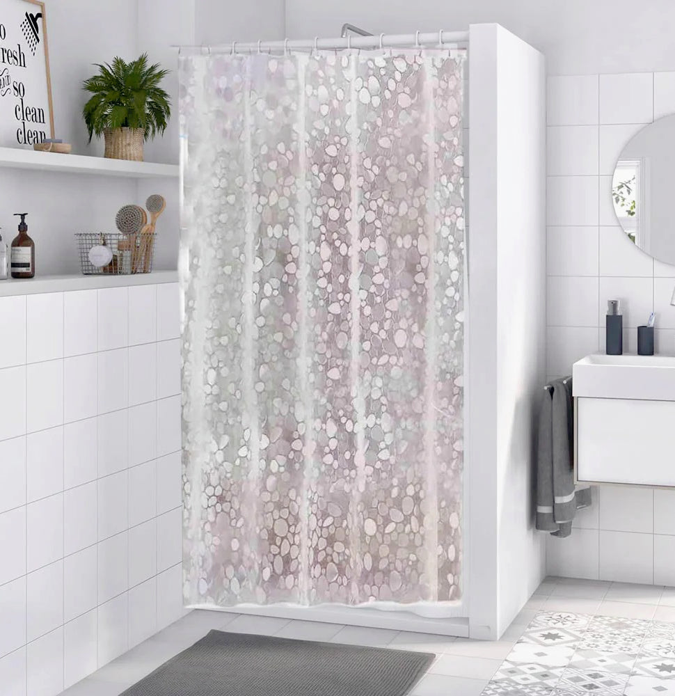 Tenda da doccia impermeabile in PVC – 200×240 cm, 12 ganci, motivo ciottoli