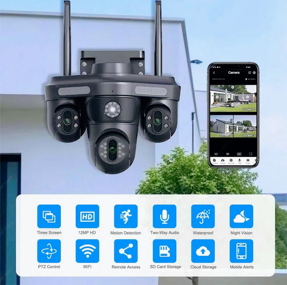 Telecamera Wi-Fi 4 obiettivi – 1 fisso + 3 motorizzati, zoom 10X, 4MP (Full HD+)