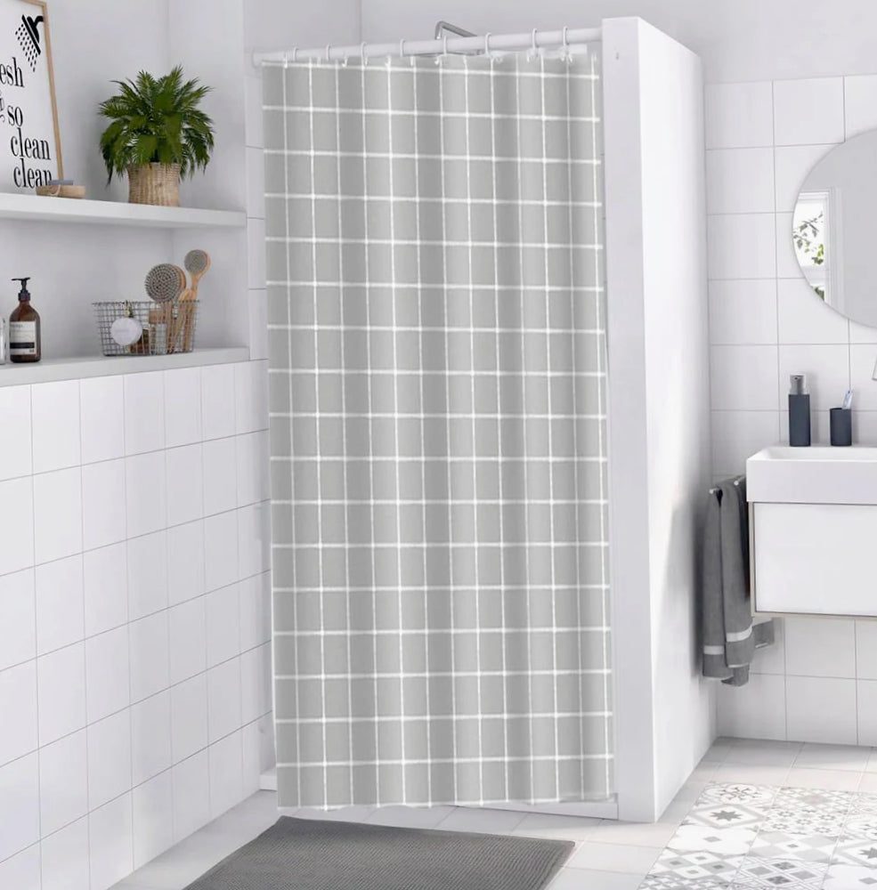 Tenda da doccia impermeabile in PVC – 180×200 cm, 12 ganci, motivo quadri