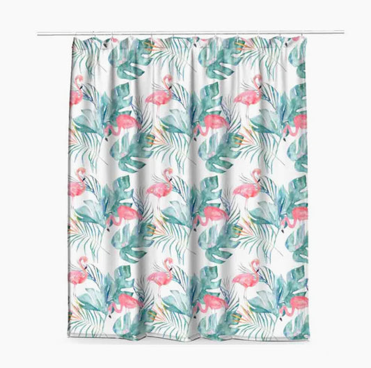 Tenda da doccia impermeabile in PVC – 180×200 cm, 12 ganci, motivo fenicotteri