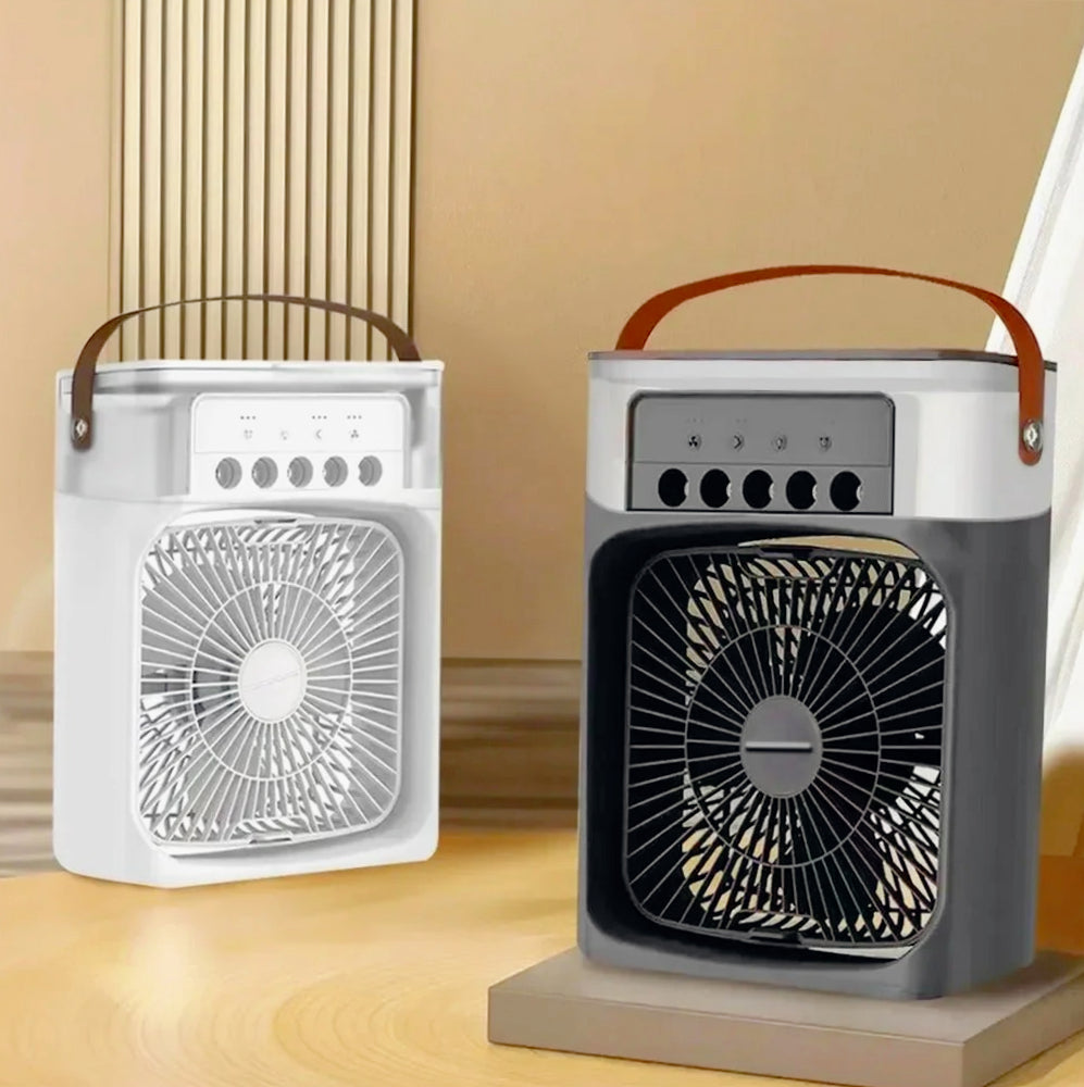 Ventilatore 3 velocità con vaporizzatore profumatore e luci LED – Multifunzione per freschezza, aroma e atmosfera