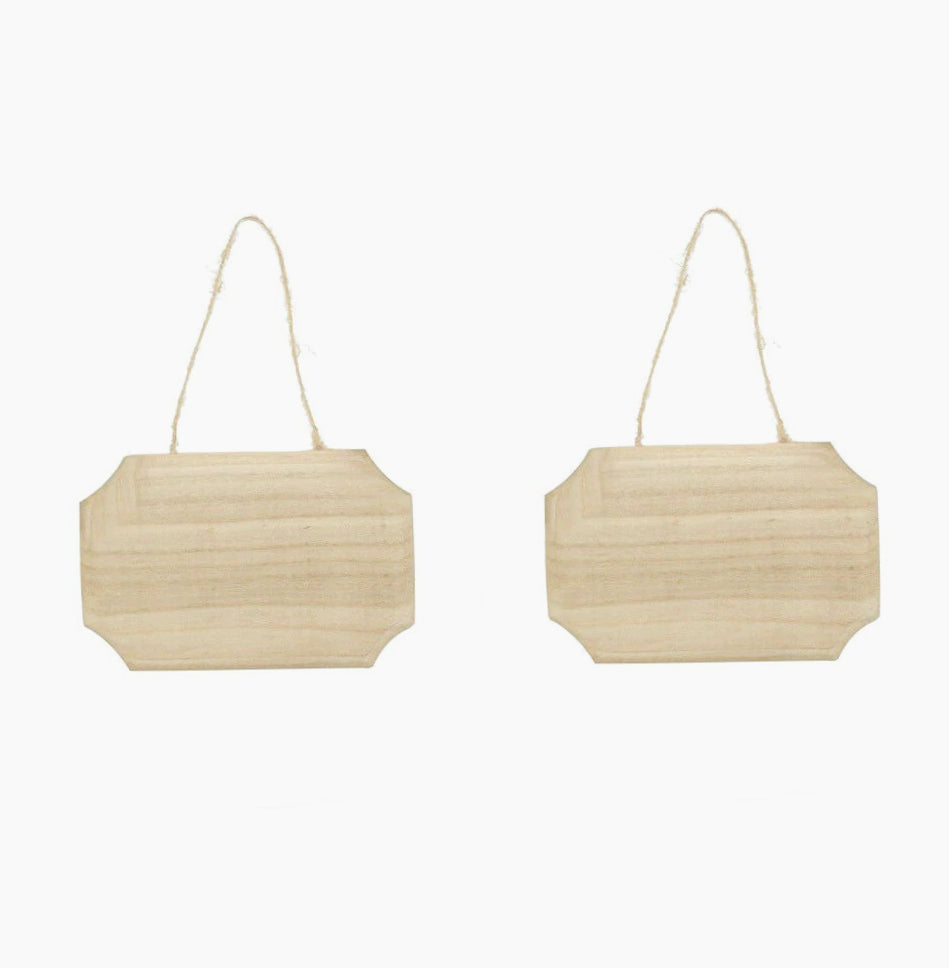 Targhette in legno 2 pezzi con corda in canapa - Perfette per appendere e decoupage