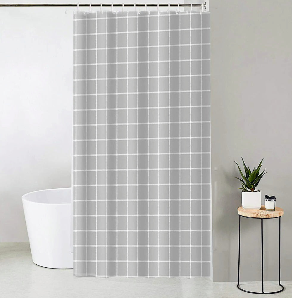 Tenda da doccia impermeabile in PVC – 180×200 cm, 12 ganci, motivo quadri