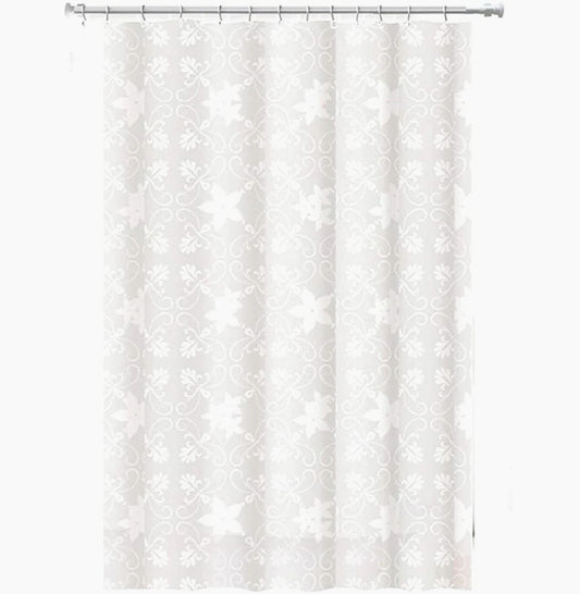 Tenda da doccia impermeabile in PVC – 12 ganci, motivo fiori, varie misure