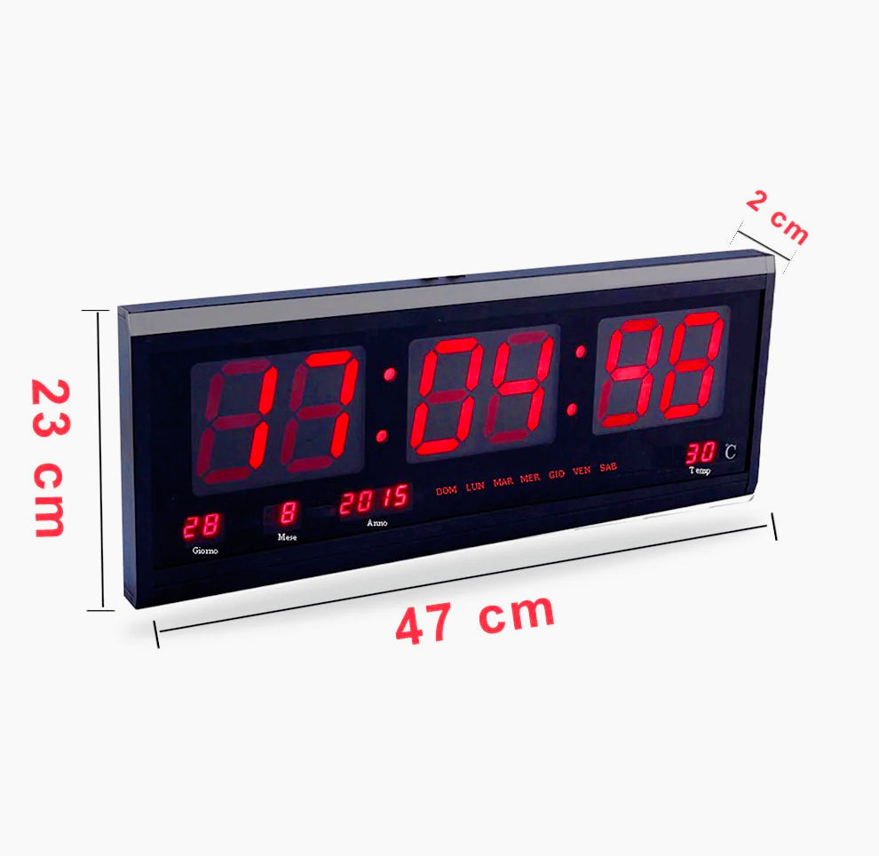 Orologio digitale LED rosso – ora, data, sveglia, temperatura - ambraled