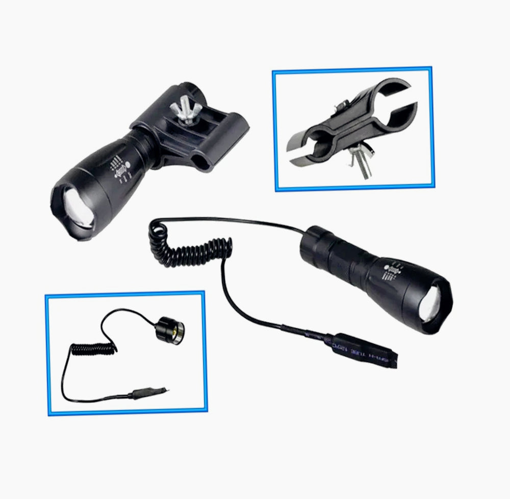 Torcia LED ricaricabile tattica – Alta potenza con zoom e attacco fucile