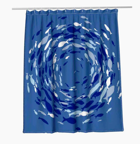 Tenda da doccia impermeabile in PVC – 180×200 cm, 12 ganci, motivo con pesci