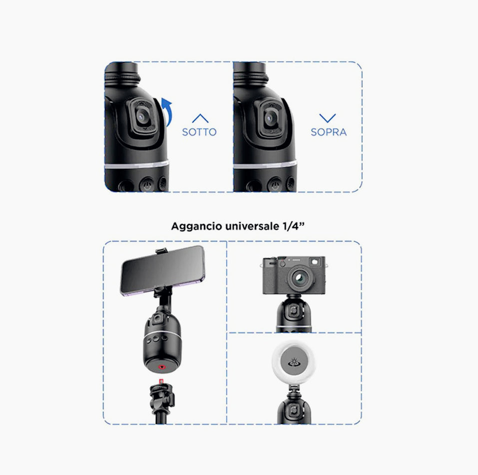 Stabilizzatore cardanico 3 assi per smartphone – Gimbal con sensore di movimento e rotazione 360° - ambraled