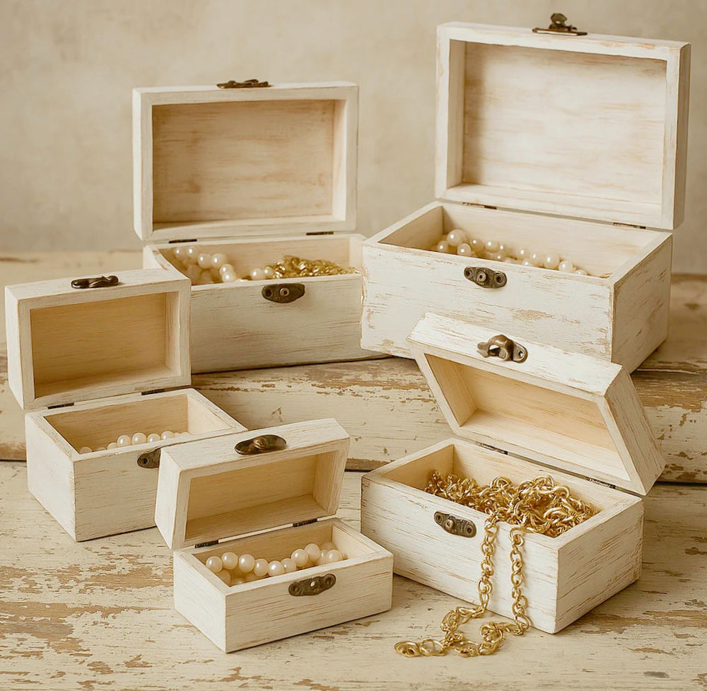 Set 5 bauli rettangolari in legno per decoupage matrioska - ambraled
