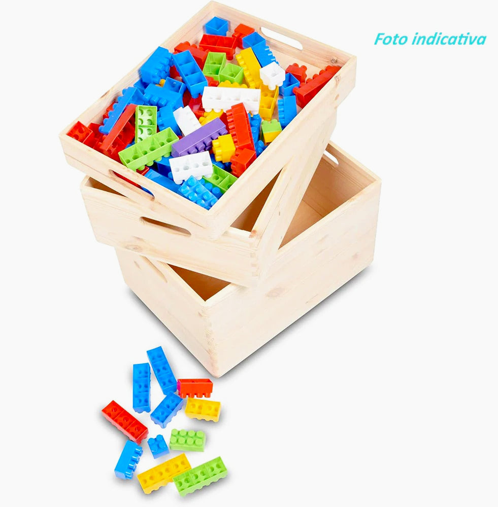 Set 3 cassette in legno multiuso con manici e bordo alto, per decoupage - ambraled