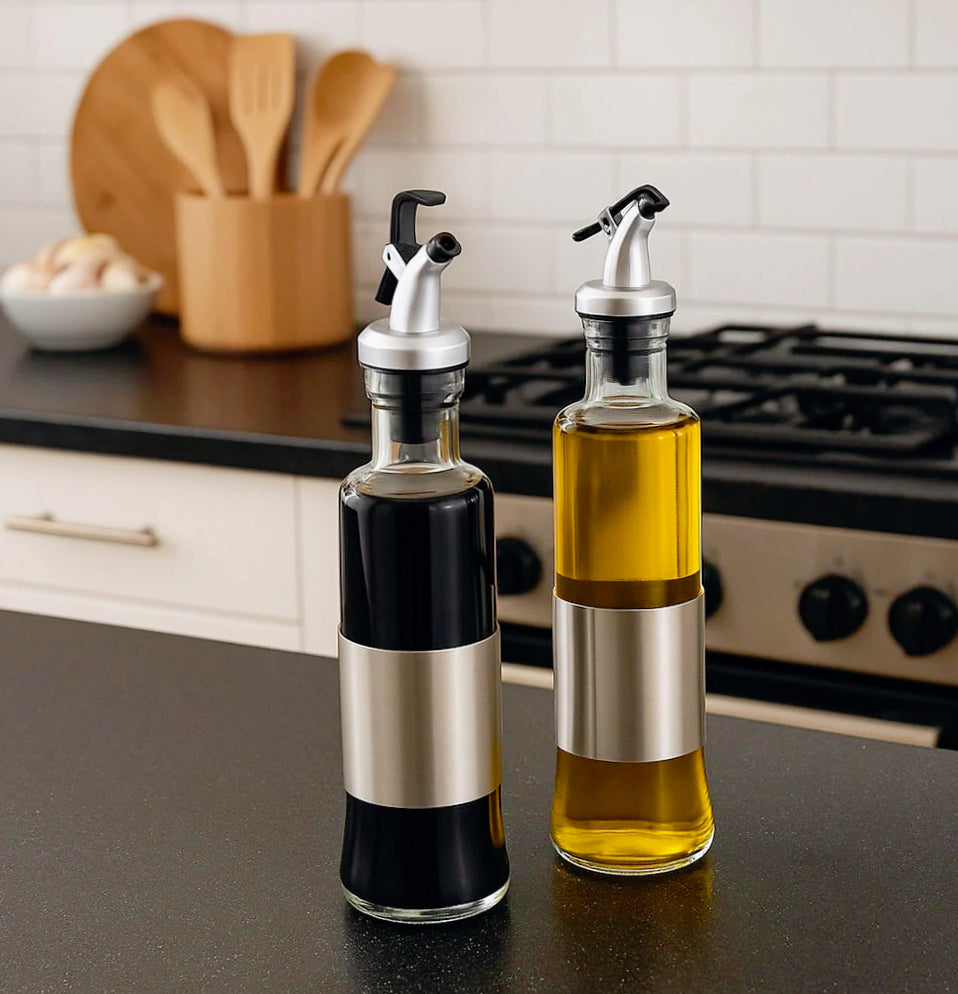 Dosatore Olio e aceto in Vetro con Tappo ermetico 200ml e 500ml - ambraled