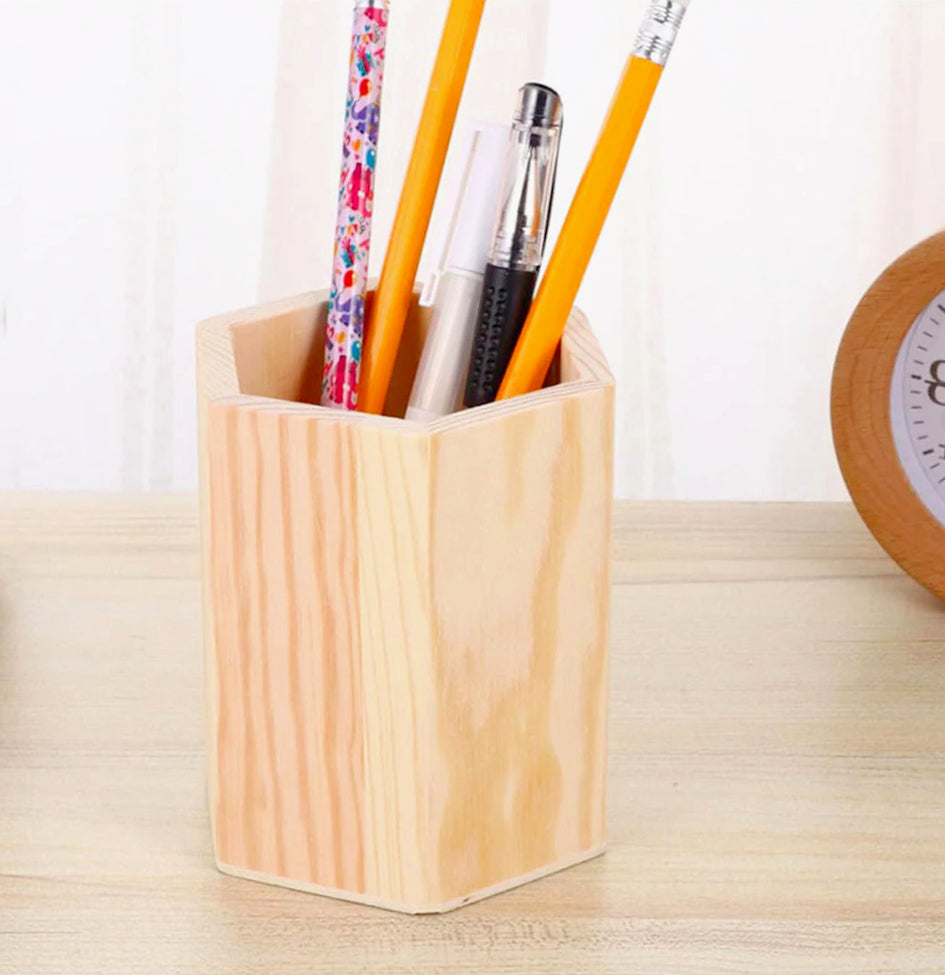 Portapenne esagonale in legno – Personalizzabile per decoupage - ambraled