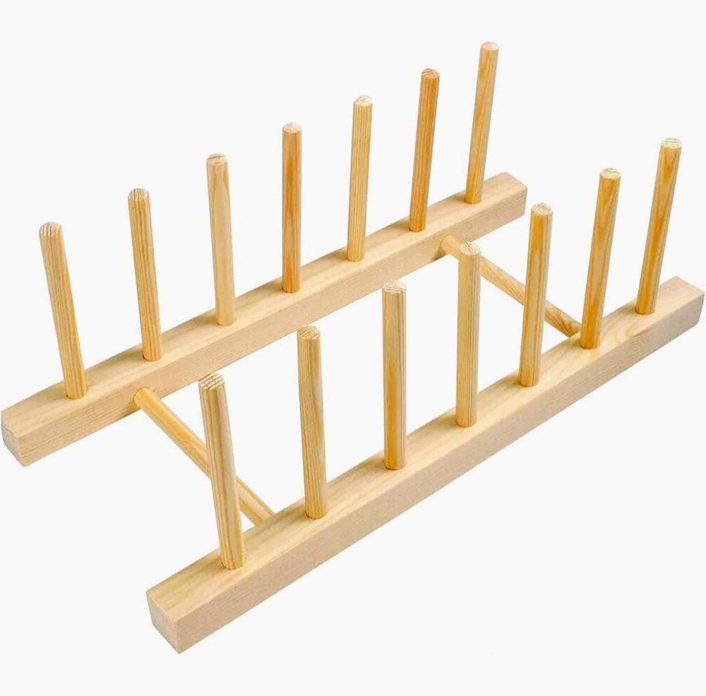 Set 2 portapiatti in legno per piatti e bicchieri, 6 posti, scolapiatti - ambraled