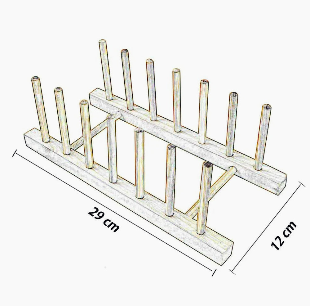 Set 2 portapiatti in legno per piatti e bicchieri, 6 posti, scolapiatti - ambraled