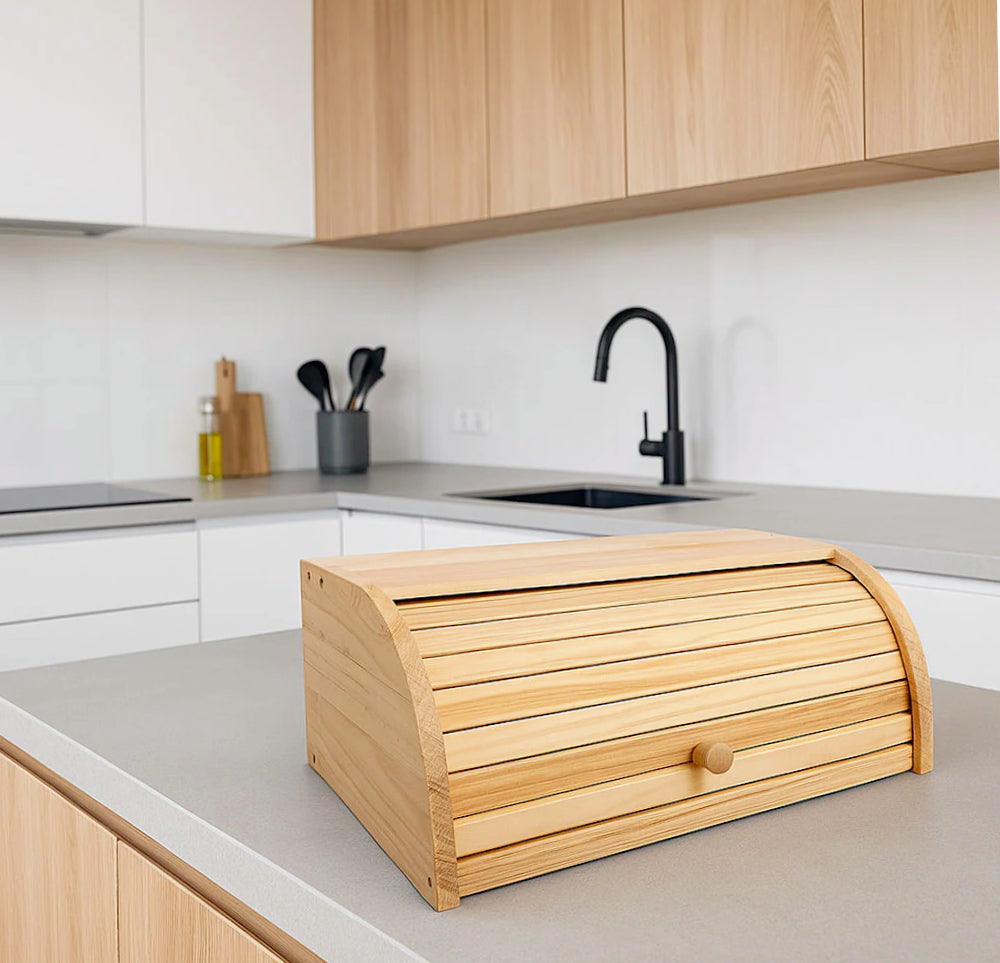 Portapane in legno con chiusura scorrevole – Conserva pane, cornetti e dolci - ambraled